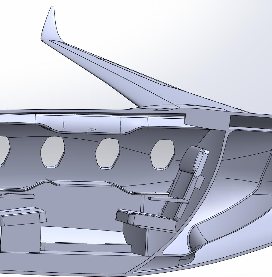 Interior integration of the coupled aircraft system