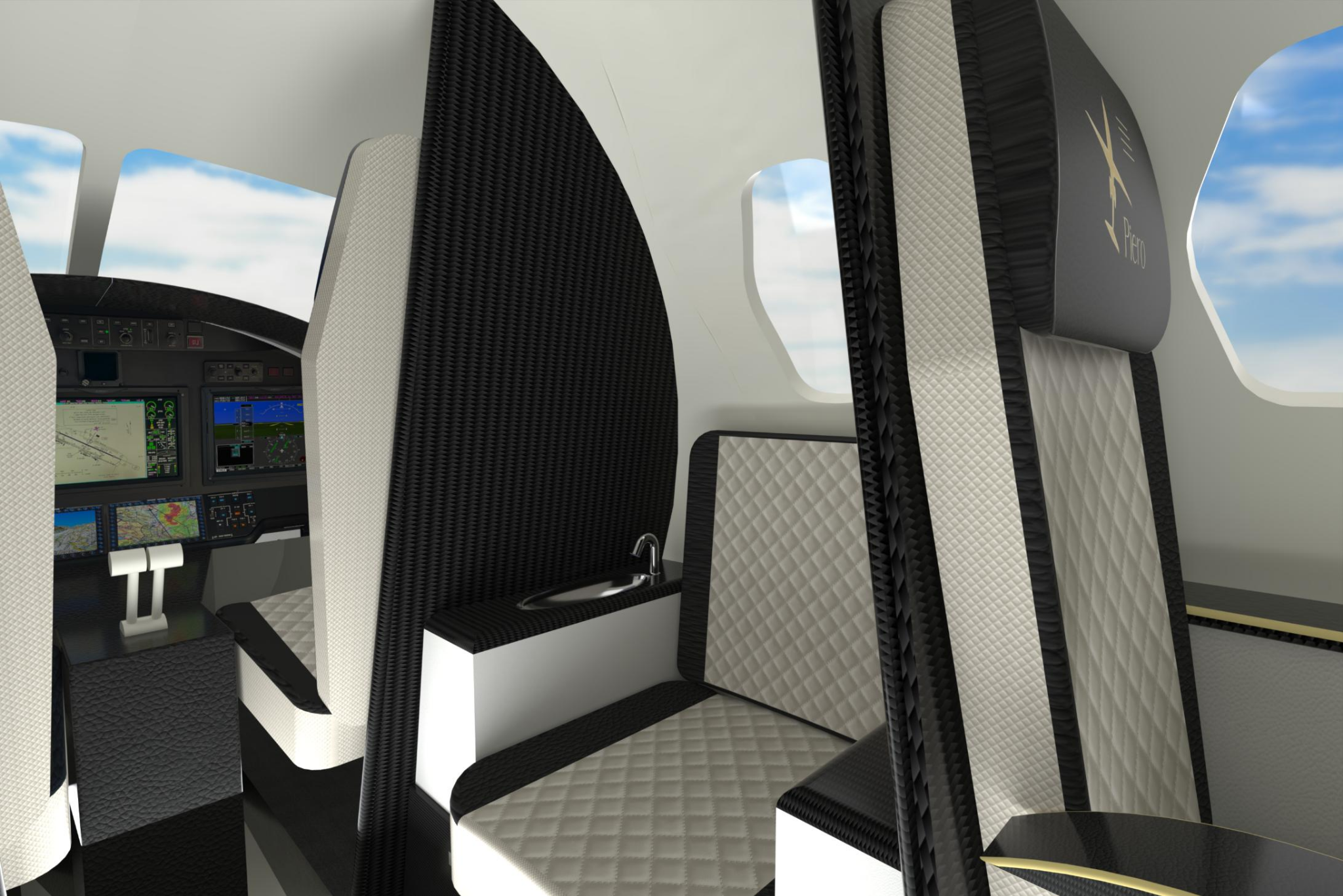 Piero Jet III cabin viewed toward the rear