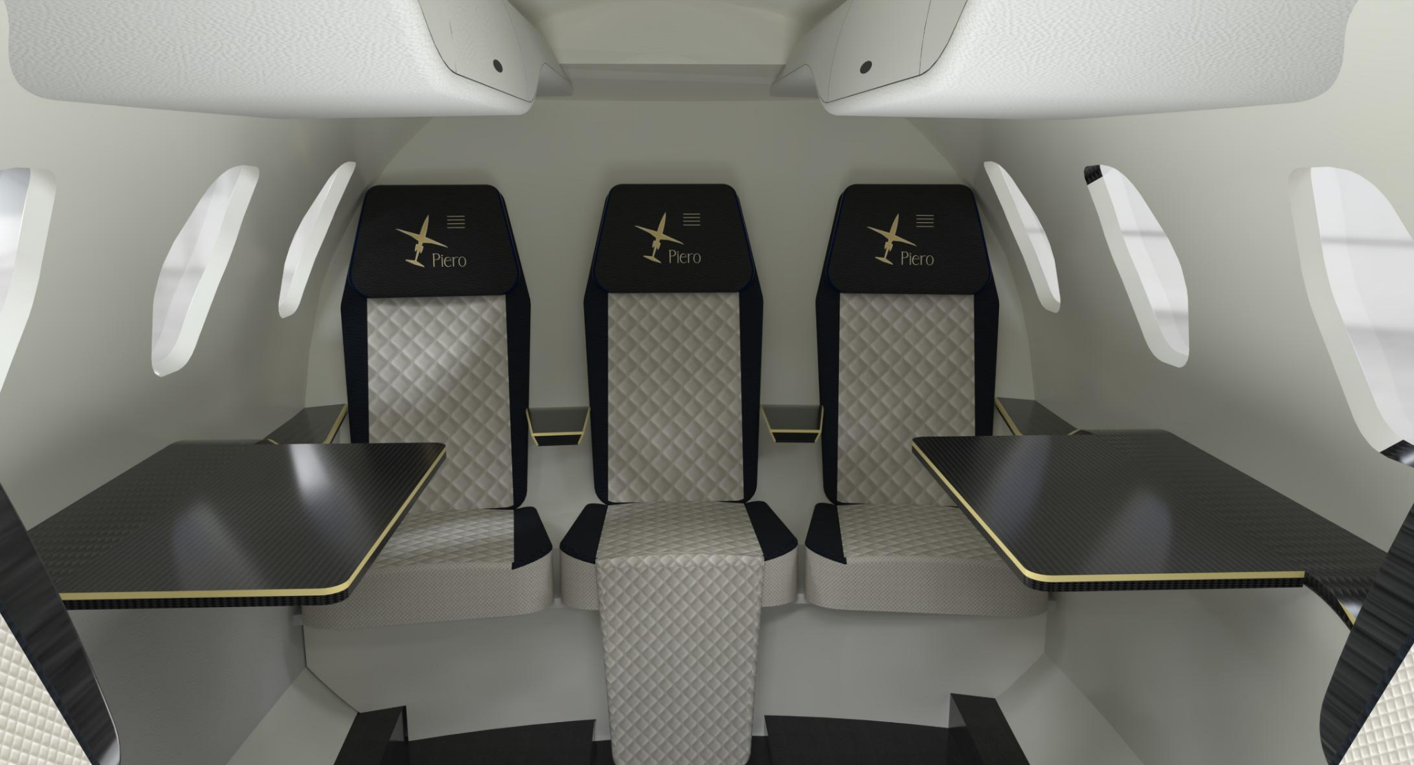 Three possible Piero Jet III cabin configurations