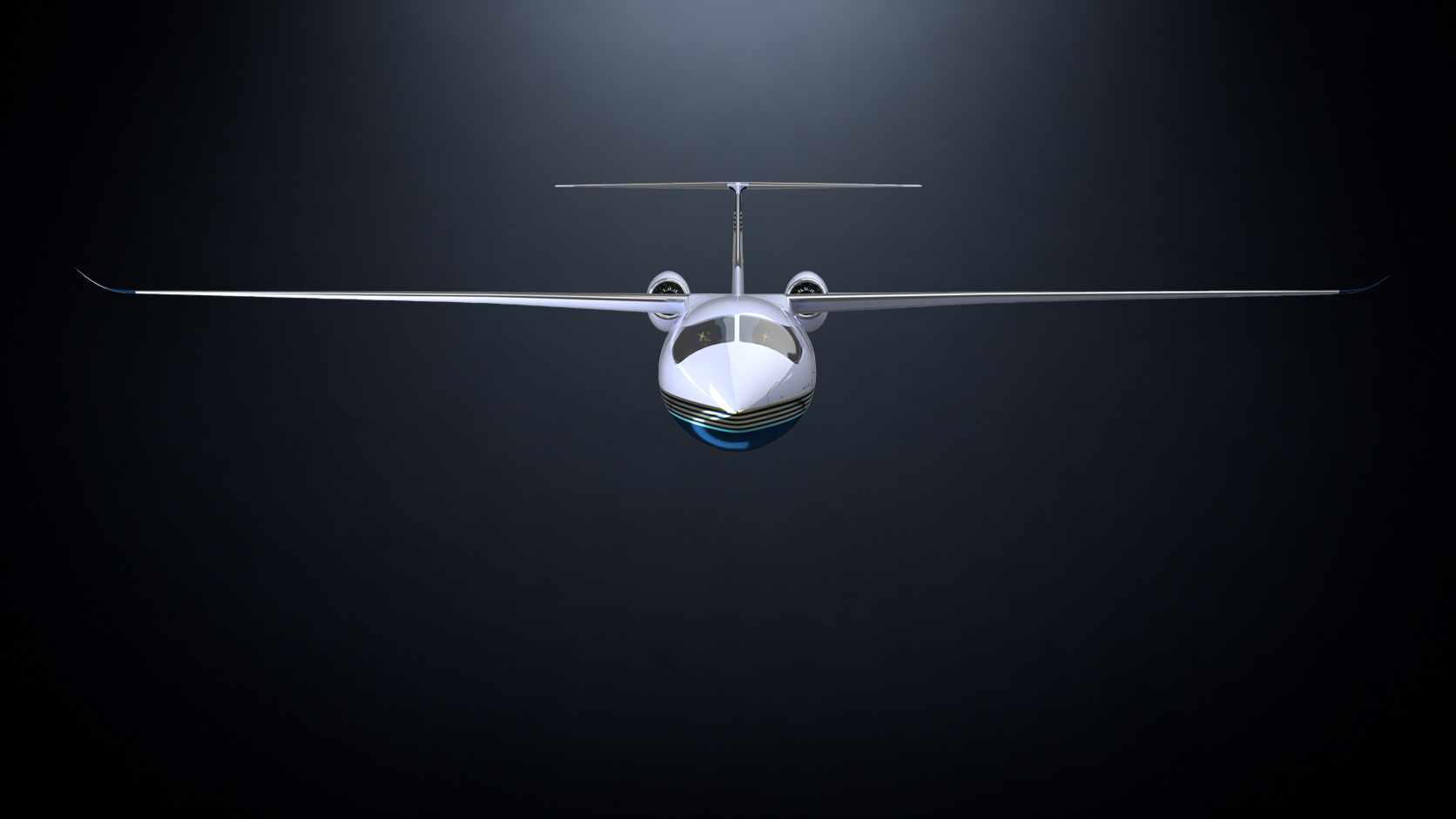 Front view of the Piero Jet III showing the high aspect ratio wing